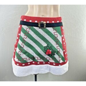 Ugly Christmas Sweater Mini Skirt Women's Size L Santa Elf Holiday Party Fun